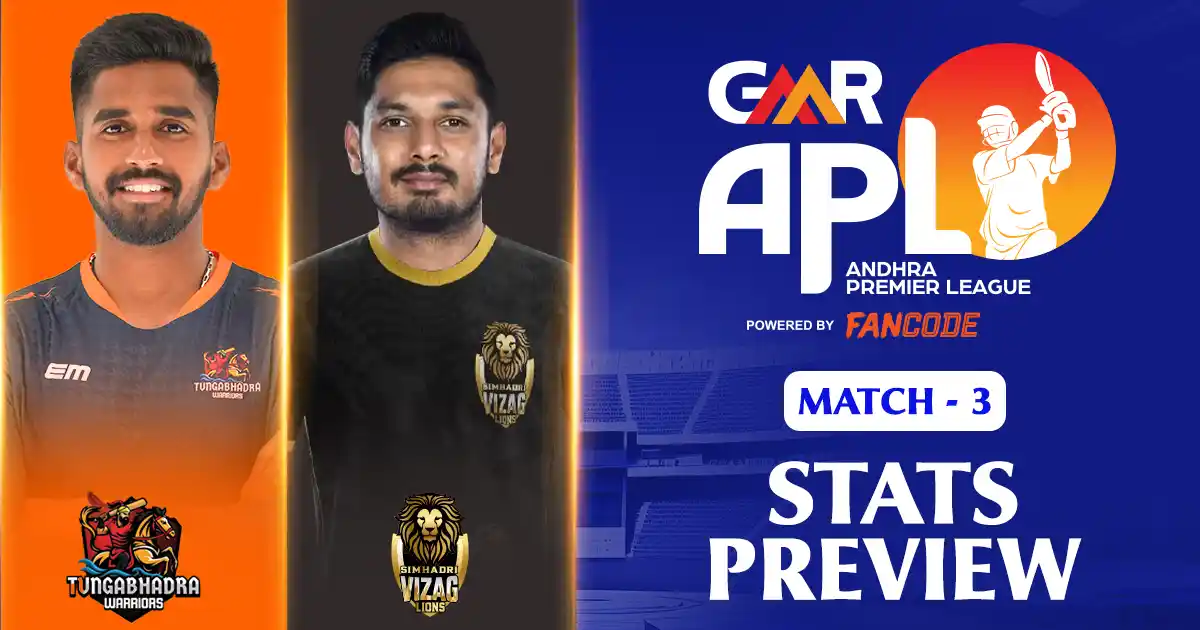 GMR APL 2025: Tungabhadra Warriors vs Simhadri Vizag Lions, Match 3: Stats Preview